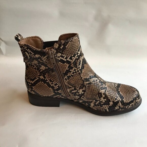 Kim Rogers Ankle Boots Ultra Comfort Snake Print Brown Side Zip New Without Tag - Picture 3 of 7